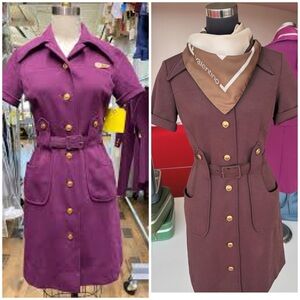Purple Belted Dress with Gold Buttons